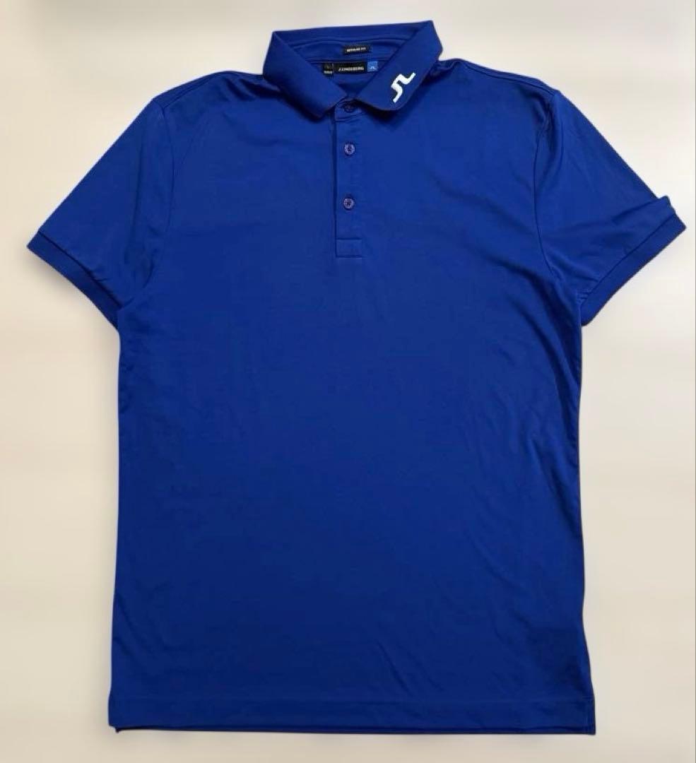 ジェイリンドバーグ　メンズ　4wayストレッチ　半袖　ポロシャツ　L ブルー