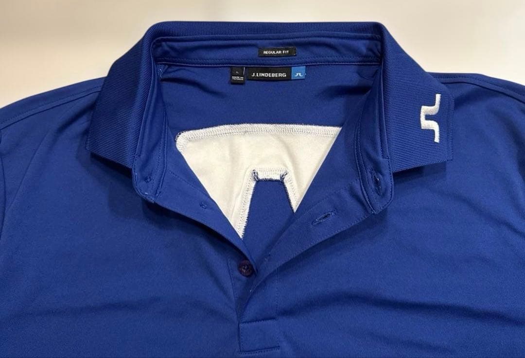 ジェイリンドバーグ　メンズ　4wayストレッチ　半袖　ポロシャツ　L ブルー
