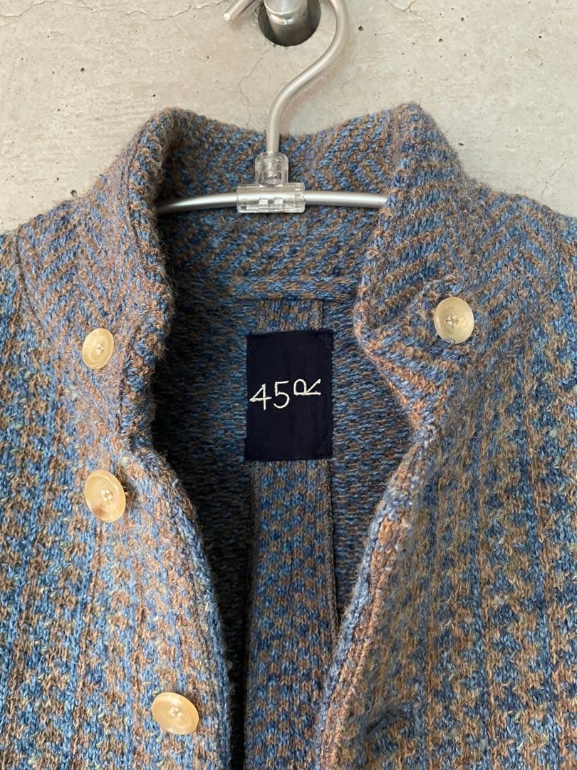 ウール混紡 グレーと青のチェックジャケット