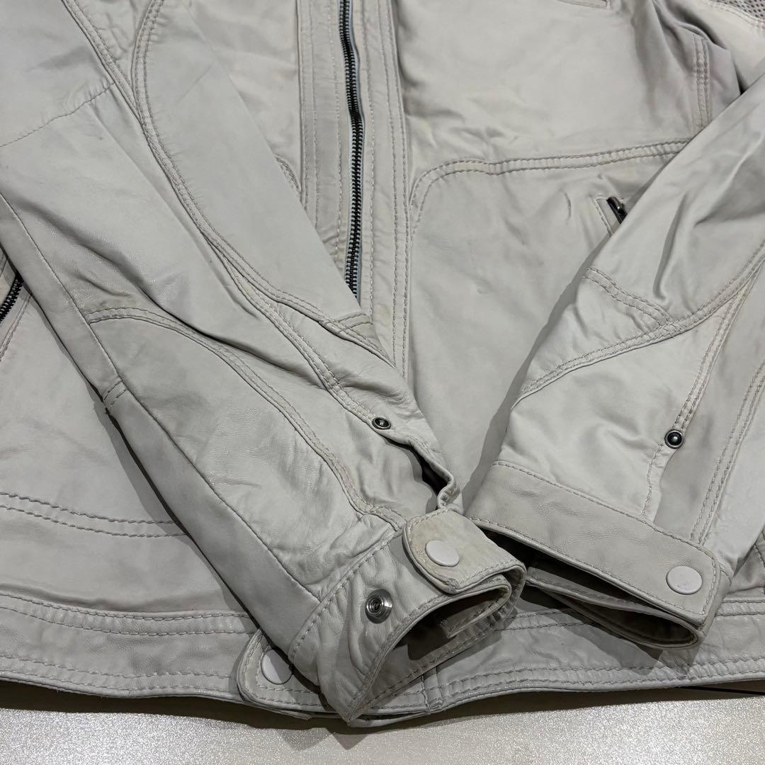 宮*ん様 DIESEL レザーバイカージャケット　本革　ラムレザー　オフホワイト