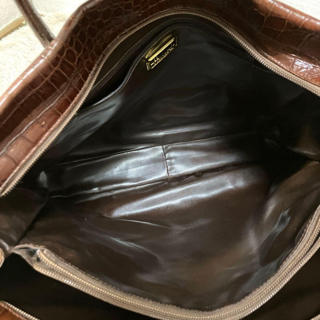 Harrods トートバッグ　クロコ　本革　イタリア製　肩掛け　ビジネス　大容量