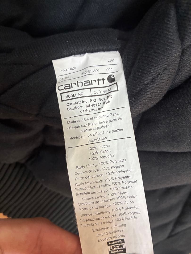 みね　カーハートアクティブジャケットusa製　M ブラック