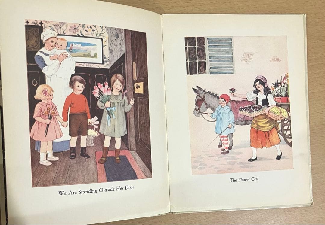 No.340 アンティーク　希少 古書 洋書 絵本 水彩画　児童書　童謡