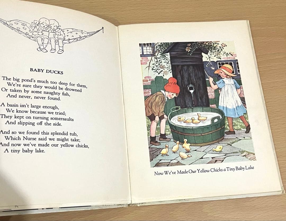 No.340 アンティーク　希少 古書 洋書 絵本 水彩画　児童書　童謡