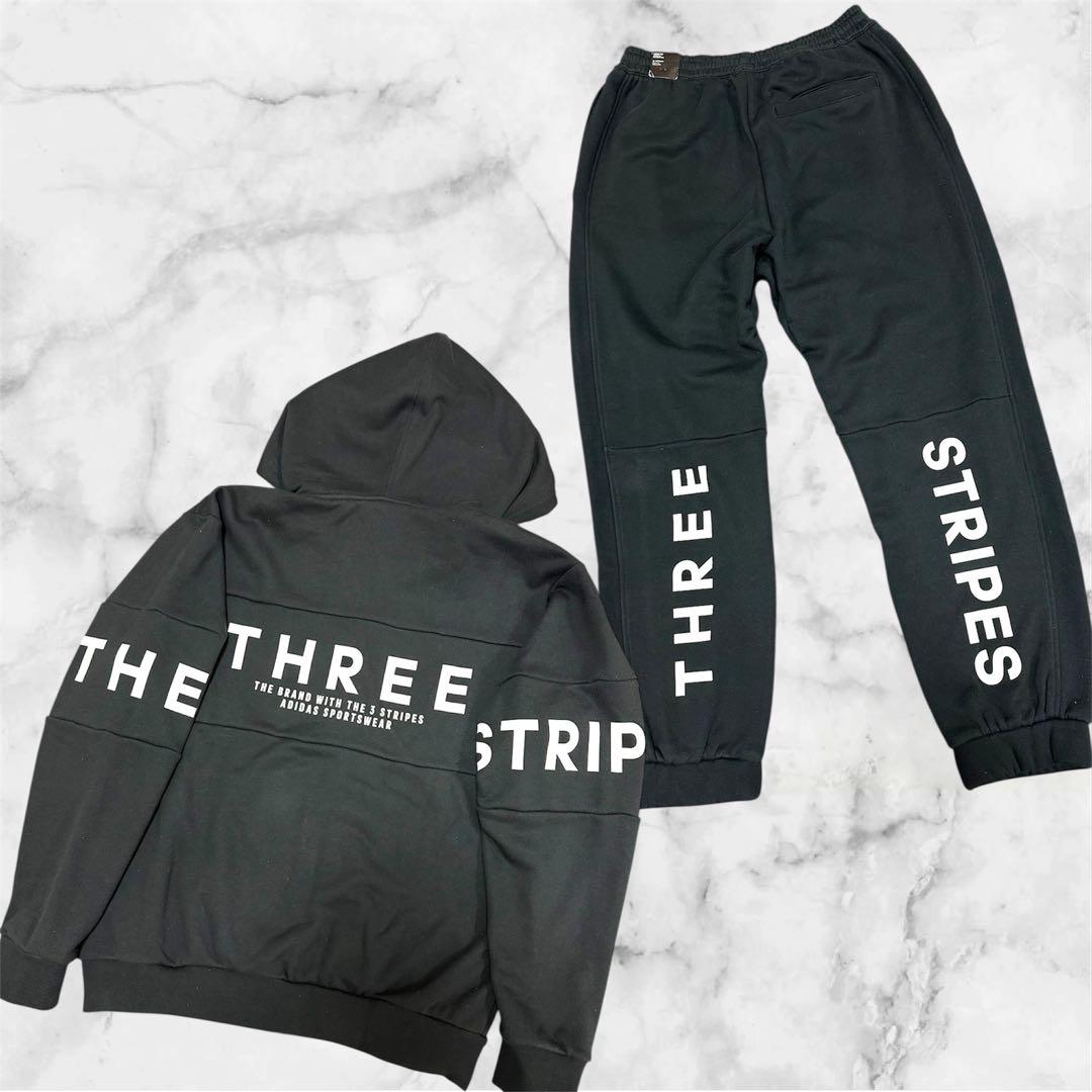 新品タグ付 adidas アディダス セットアップ スウェット 黒 L フーディ