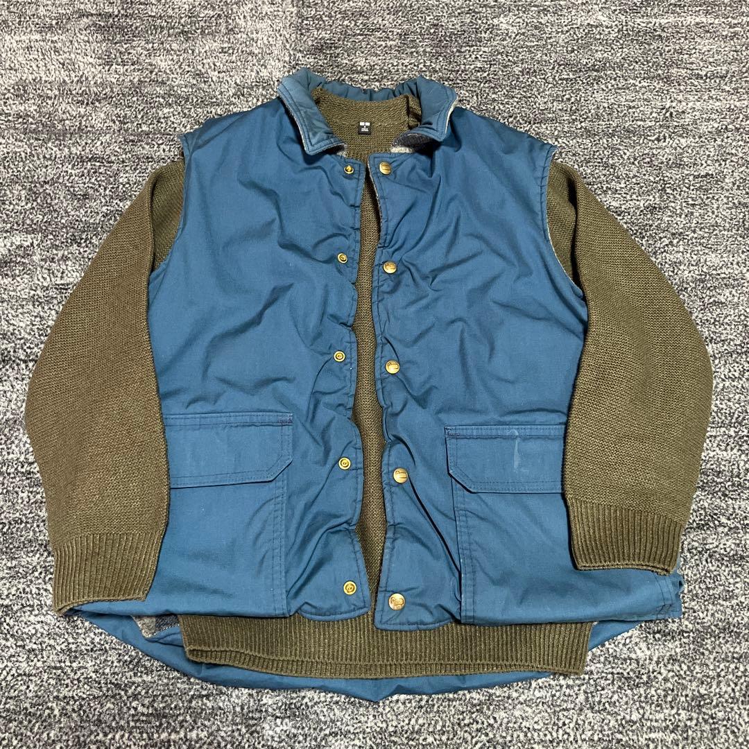 『好配色』Wool rich 70s USA製　リバーシブルダウンベスト