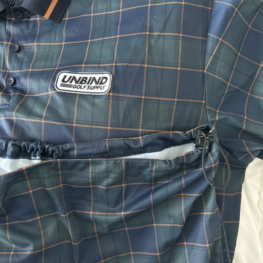 UNBIND ネイビー チェック柄 ポロシャツ XL