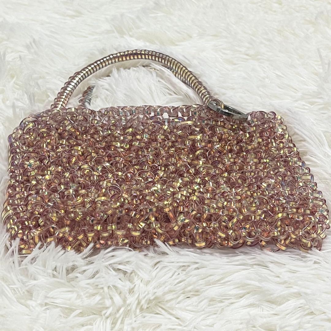 【極美品】アンテプリマ　ミニバッグ　ポーチ　ワイヤーバッグ　ピンクシルバー