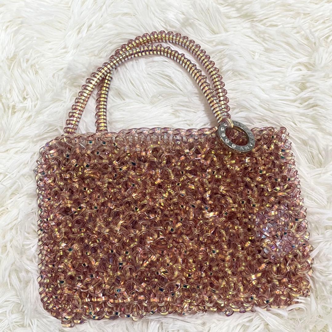 【極美品】アンテプリマ　ミニバッグ　ポーチ　ワイヤーバッグ　ピンクシルバー