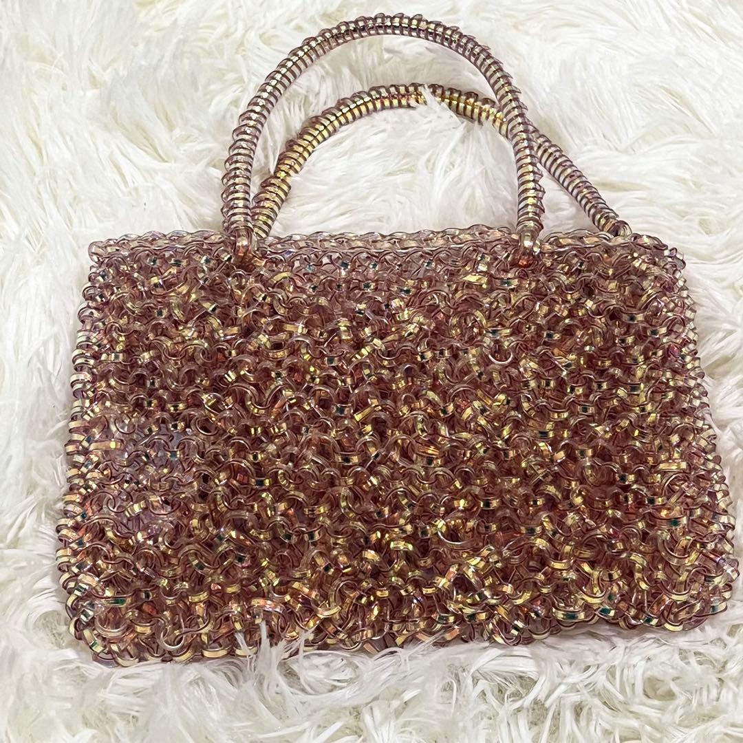 【極美品】アンテプリマ　ミニバッグ　ポーチ　ワイヤーバッグ　ピンクシルバー