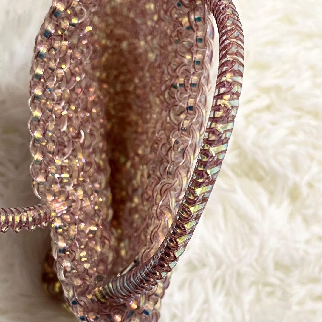 【極美品】アンテプリマ　ミニバッグ　ポーチ　ワイヤーバッグ　ピンクシルバー