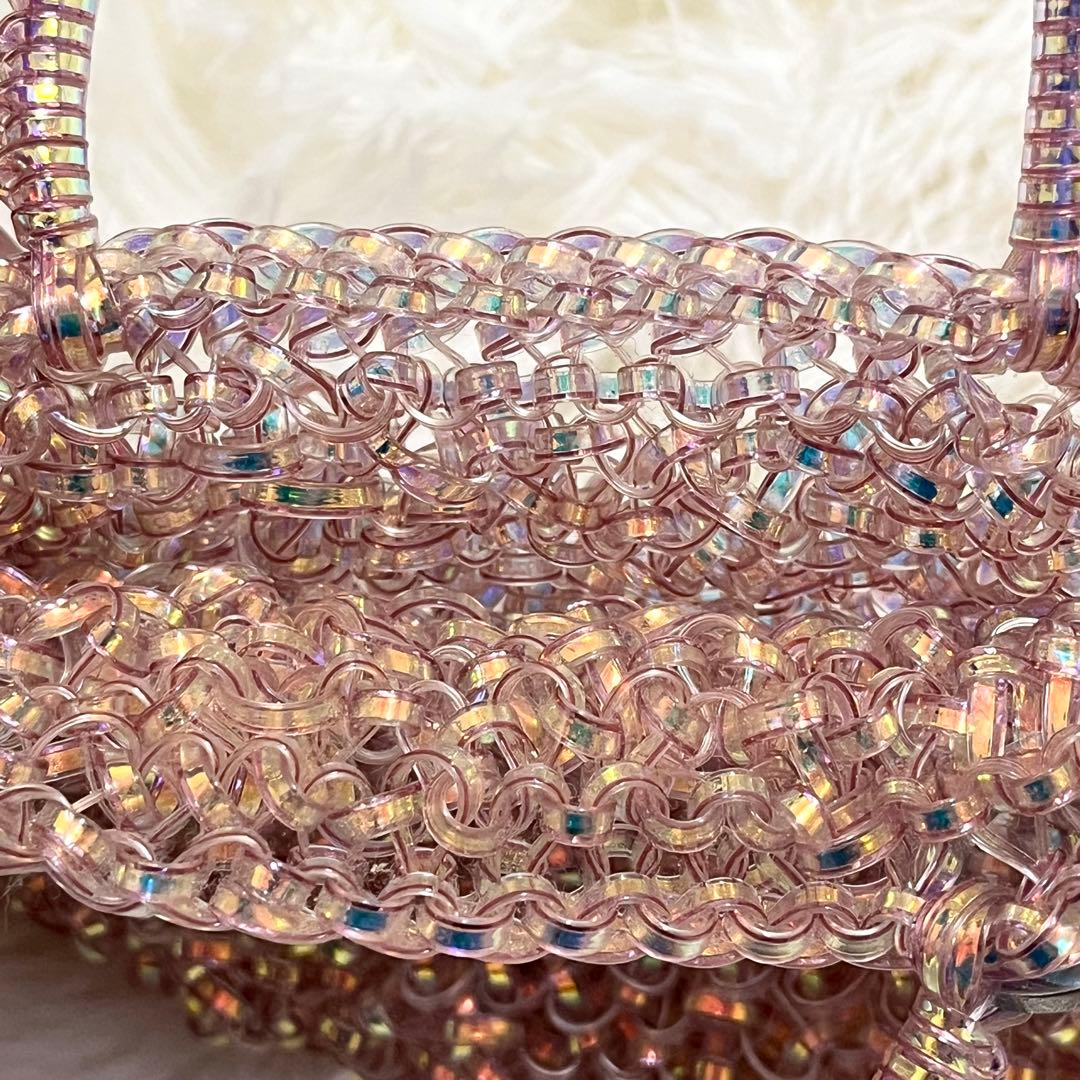 【極美品】アンテプリマ　ミニバッグ　ポーチ　ワイヤーバッグ　ピンクシルバー