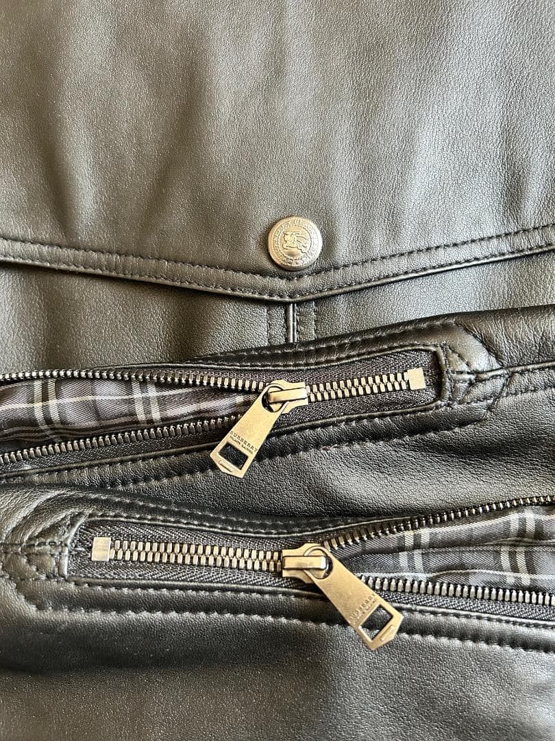 バーバリー　ブラックレーベル レザー ジャケット　革ジャン　ブラック　M