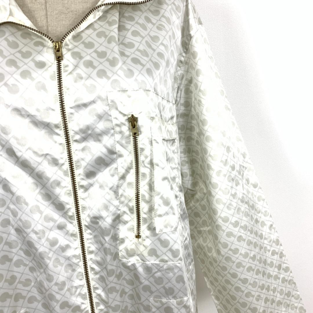 A5448 ゲラルディーニ レインコート ジャンパー 総柄 白 グレー 42