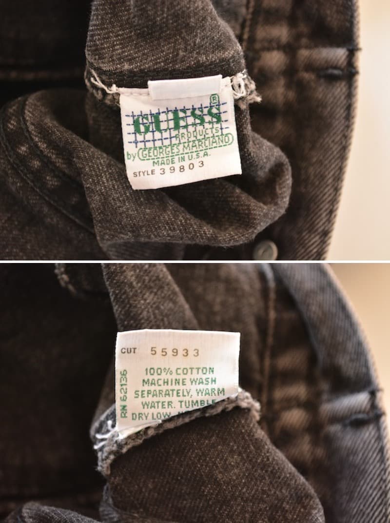 GUESS ゲス USA製 デニムジャケット Gジャン 刺繍ロゴ 黒 M　極美品