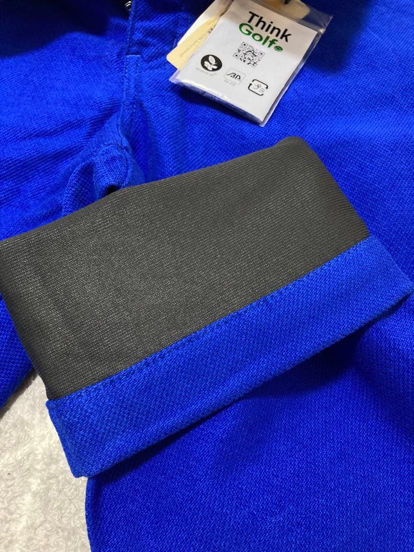 新品 パーリーゲイツ コットンストレッチバーズアイ表起毛パンツ(5)サイズL/青