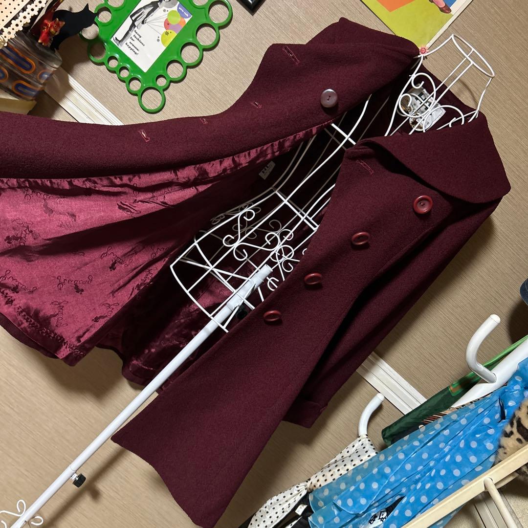 レトロ古着 HL ビッグカラー コート ヴィンテージ 古着 えんじ