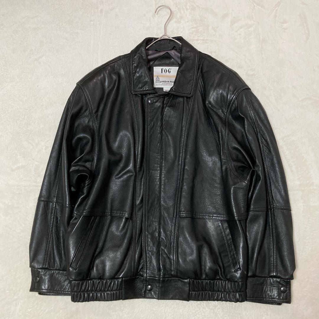 【美品】LONDON FOG ロンドンフォグ 短丈 レザーブルゾン カナダ製 黒