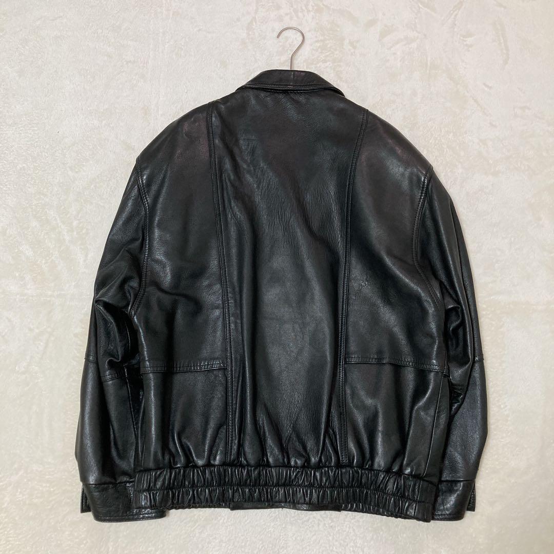 【美品】LONDON FOG ロンドンフォグ 短丈 レザーブルゾン カナダ製 黒