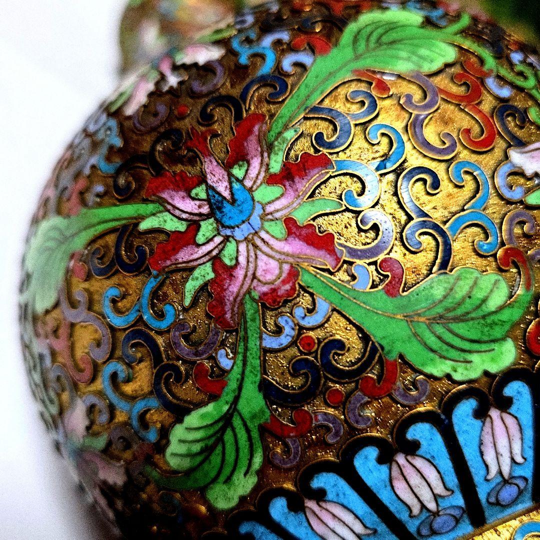 中国美術 骨董 景泰藍 七宝焼 飾瓶 花瓶 壺