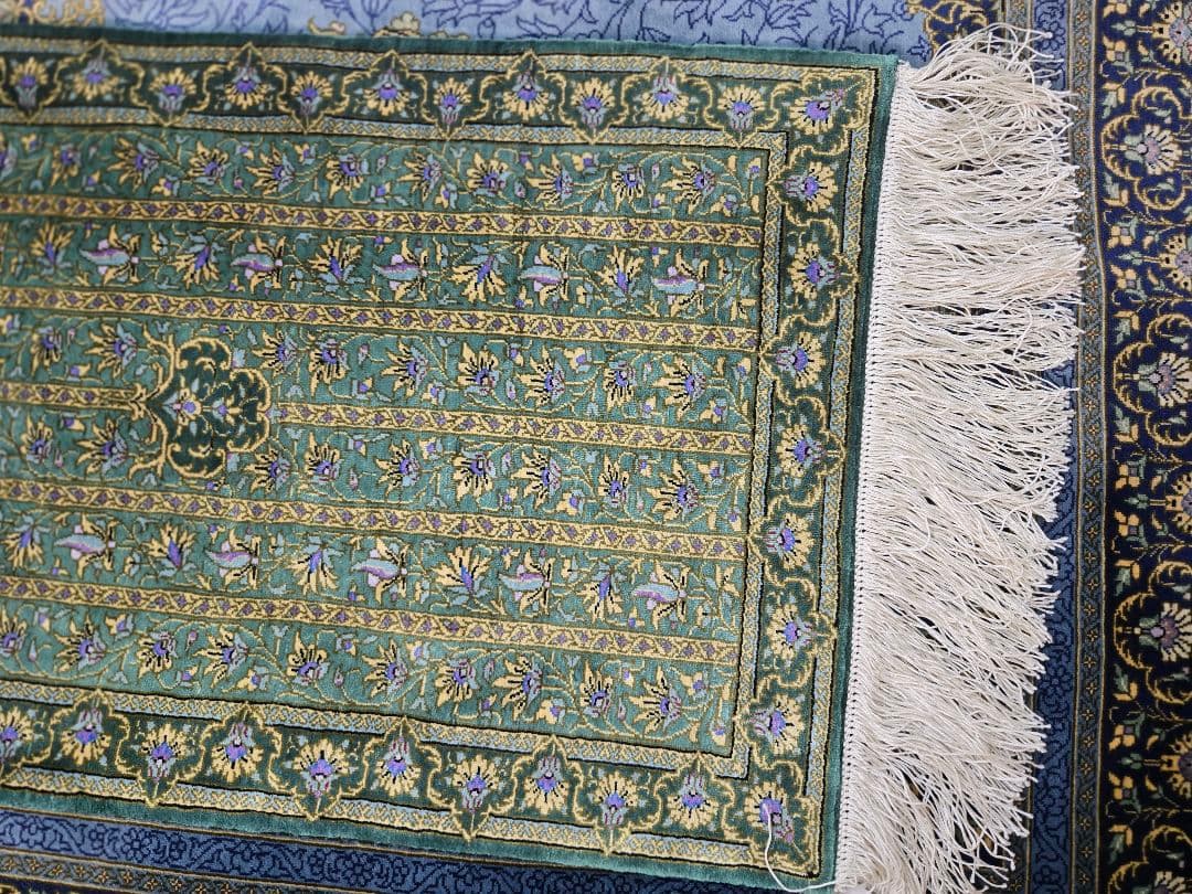 ペルシャ絨毯有名なマスミ工房ライナー綺麗ないる本物保証100×35cm