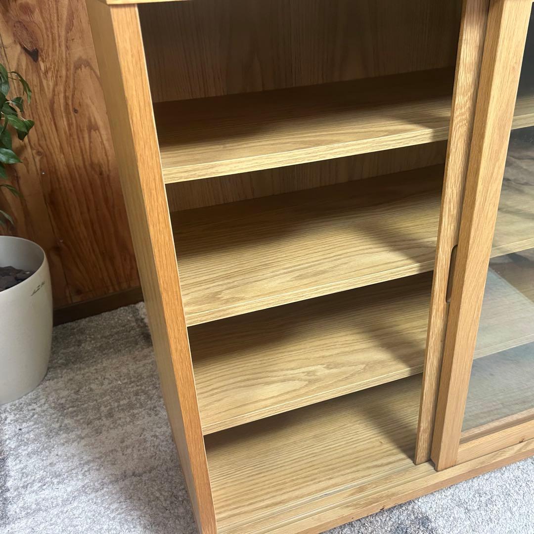 都内23区送料無料❗️ 無印良品　キャビネット　ガラス扉　オーク材✨