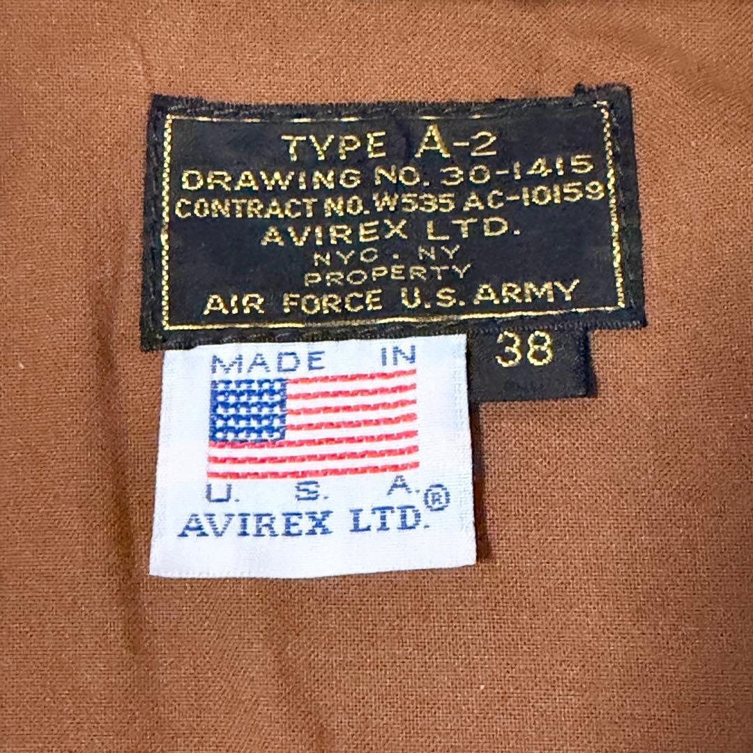 新品タグ AVIREX A-2 レザージャケット 本革 アメリカ製 38 M