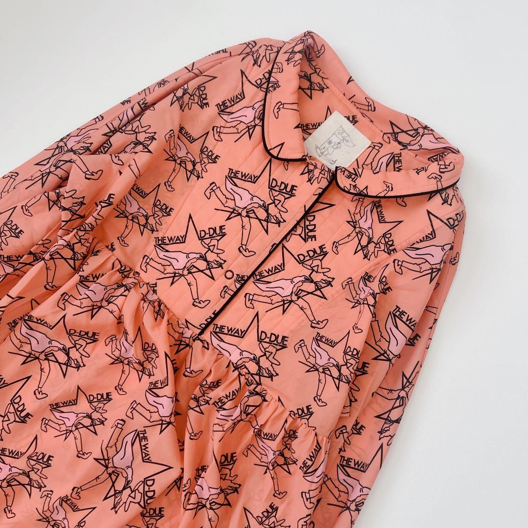 新品　D-due オレンジ　総柄　オオカミ　ワンピース　デドゥエ　アッシュペー
