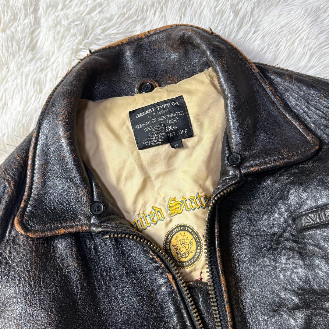 【極上エイジング】胸タグ AVIREX G-1 ピンナップガール 雰囲気◎ S