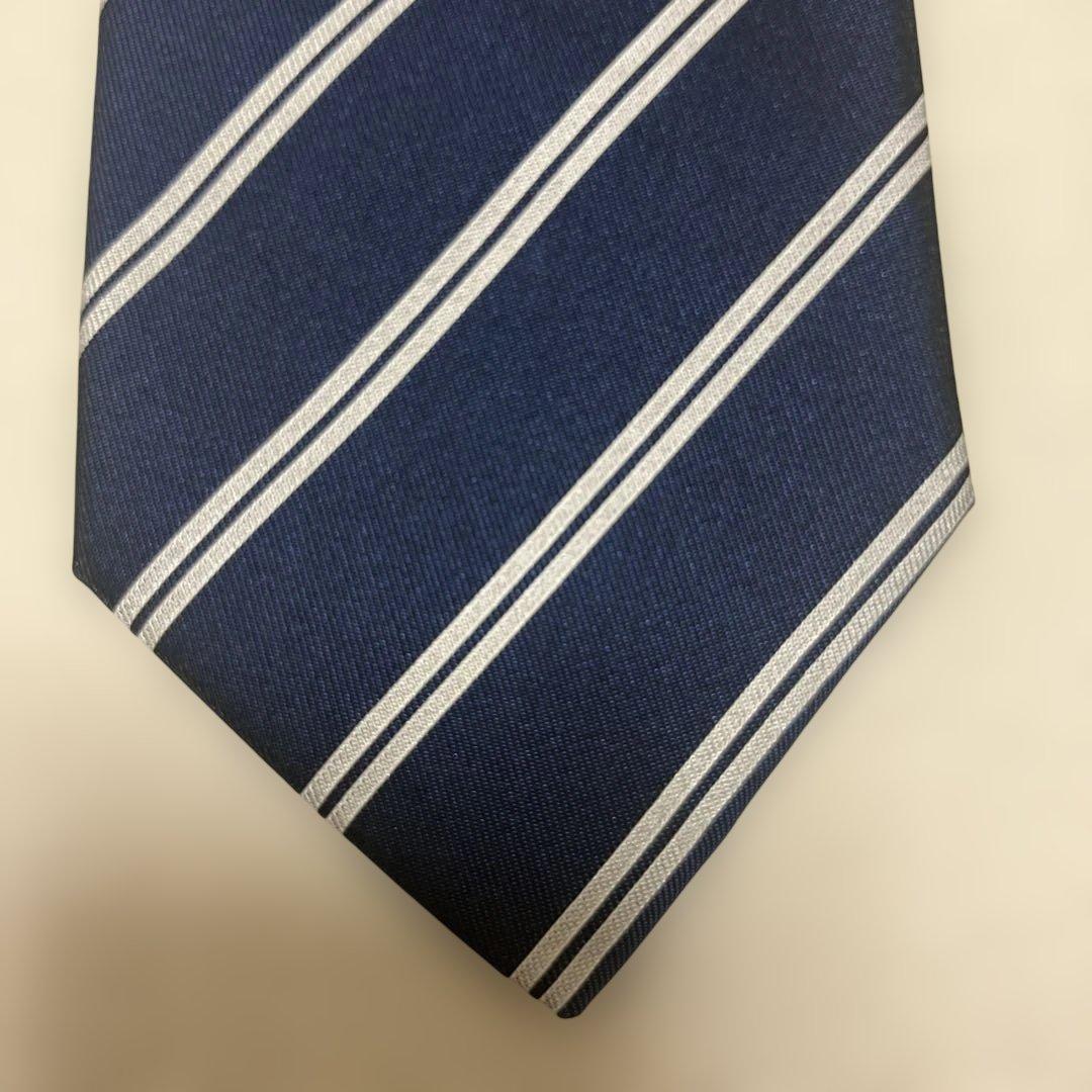 ステファノビジ ネクタイ ストライプ ネイビー × ホワイト