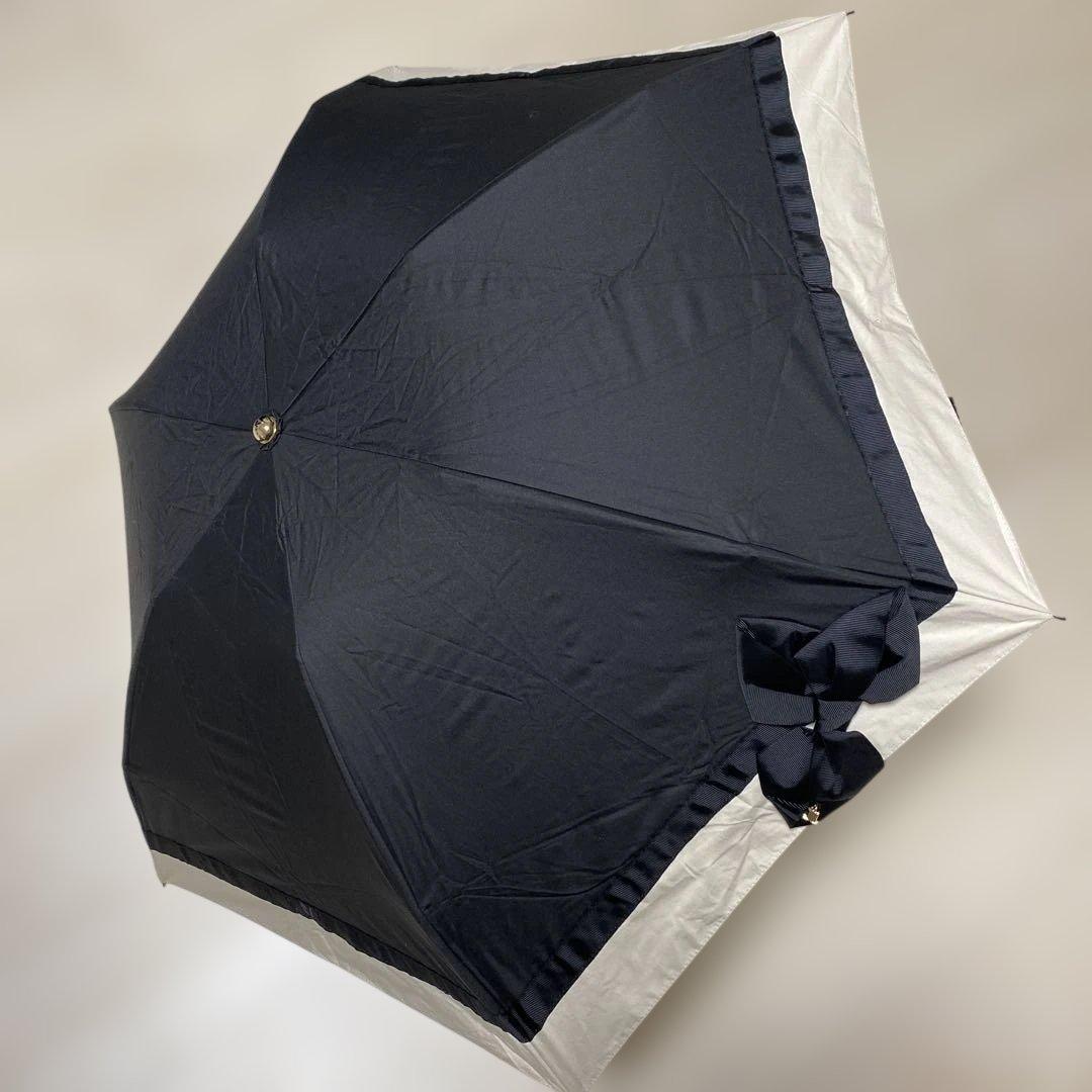 LANVIN 折りたたみ傘 晴雨兼用日傘 ブラック リボン