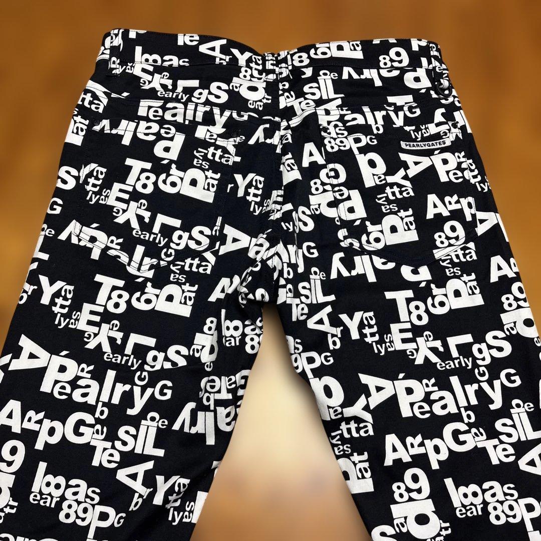 極美品 パーリーゲイツ 2022年 ロゴ総柄 ストレッチパンツ Lサイズ