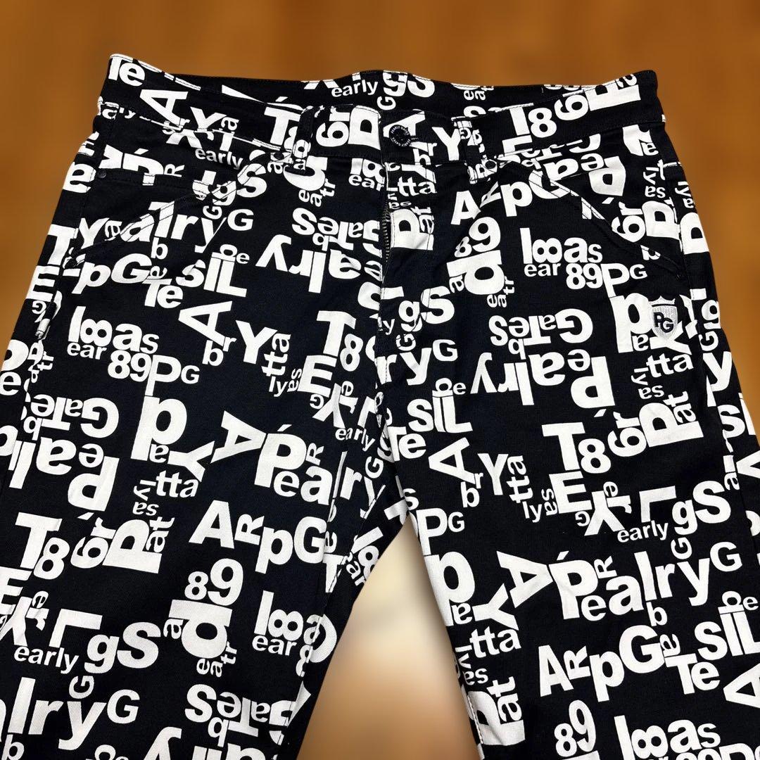 極美品 パーリーゲイツ 2022年 ロゴ総柄 ストレッチパンツ Lサイズ