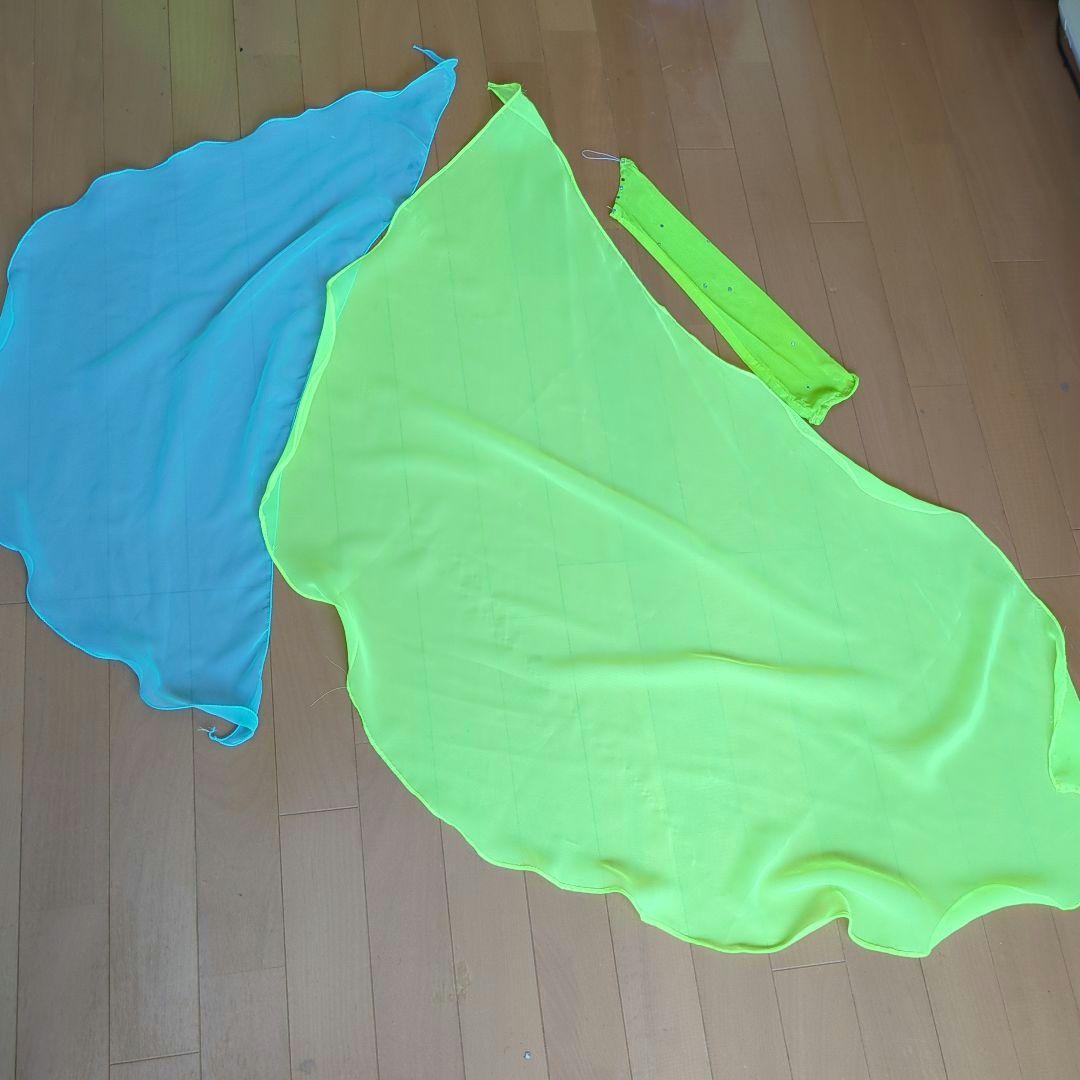 社交ダンス　蛍光イエロー✕ブルー系 ドレス　スタンダードドレス