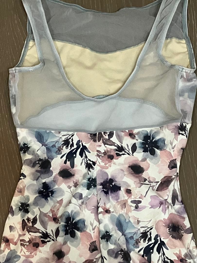 チャコット　フラワープリント ノースリーブ レオタード　Sサイズ