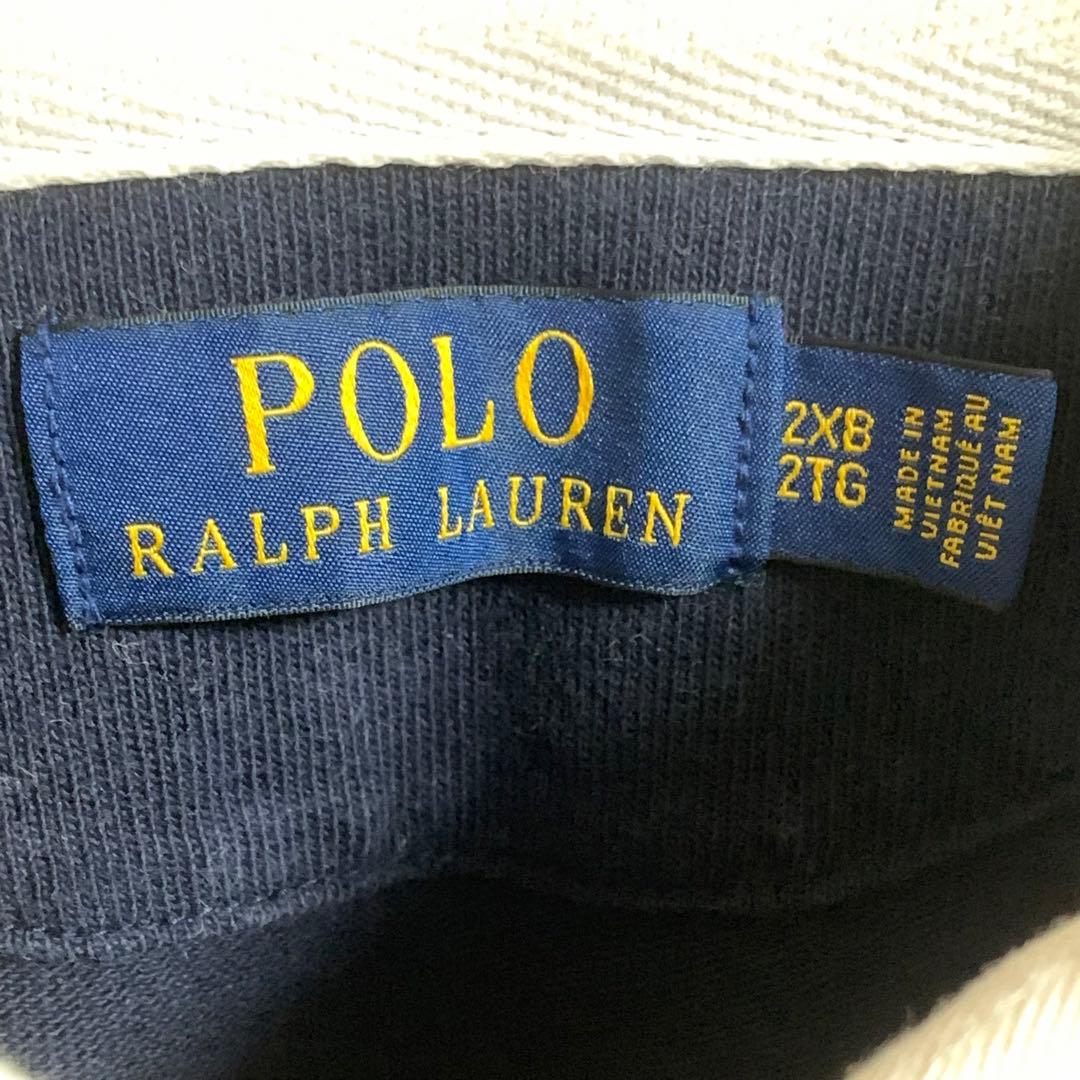 ラルフローレン　ラガーシャツ ラグビーシャツ　刺繍　ビッグポニー　紺白赤