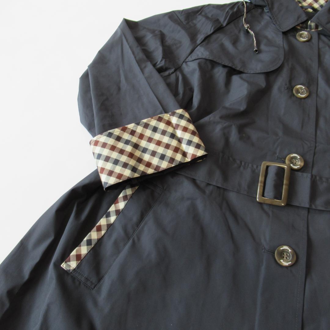 アクアスキュータム未使用ネイビー トレンチデザイン レインコート L 2/2