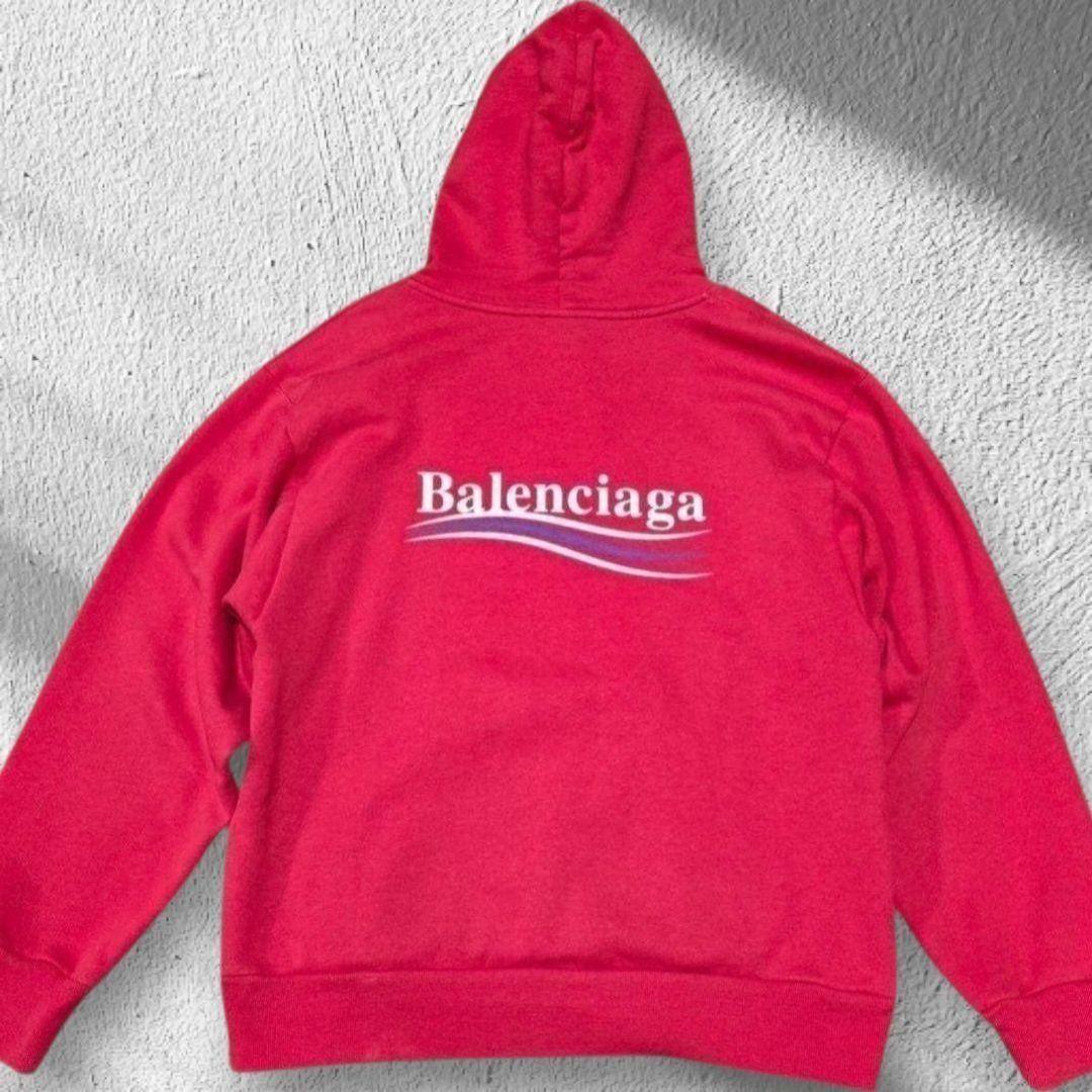 バレンシアガ　 パーカー フード付き　レッド　レディース　フーディー　M