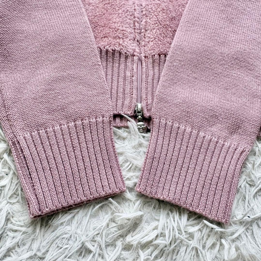 極美品♡エムズグレイシー フード付きニットパーカー リボン刺繍 ダブルジップ L