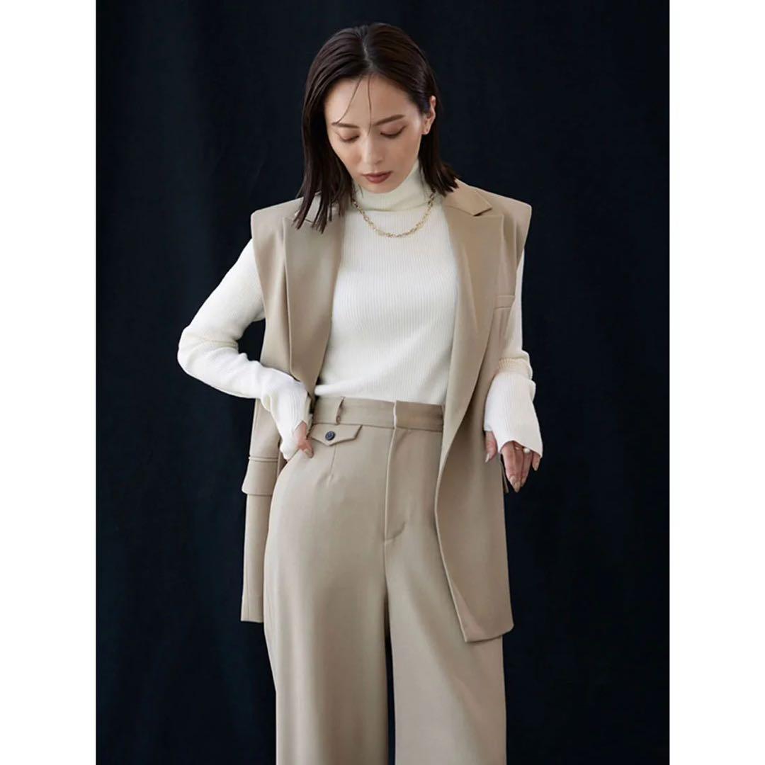 【美品】anuans ウールブレンドツイルオーバー ジレ