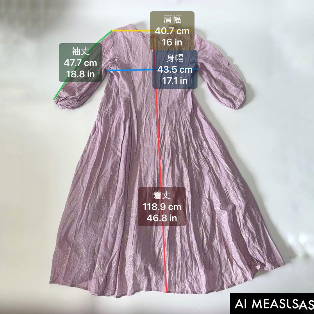 ヌキテパ　ゴールドフラワープリントパネルドレス　金箔　箔押し　ワンピース