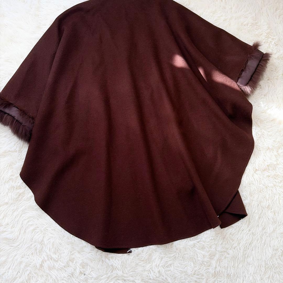 ダイアグラム　diagram フォックスファー　ウールリバーポンチョ　ブラウン