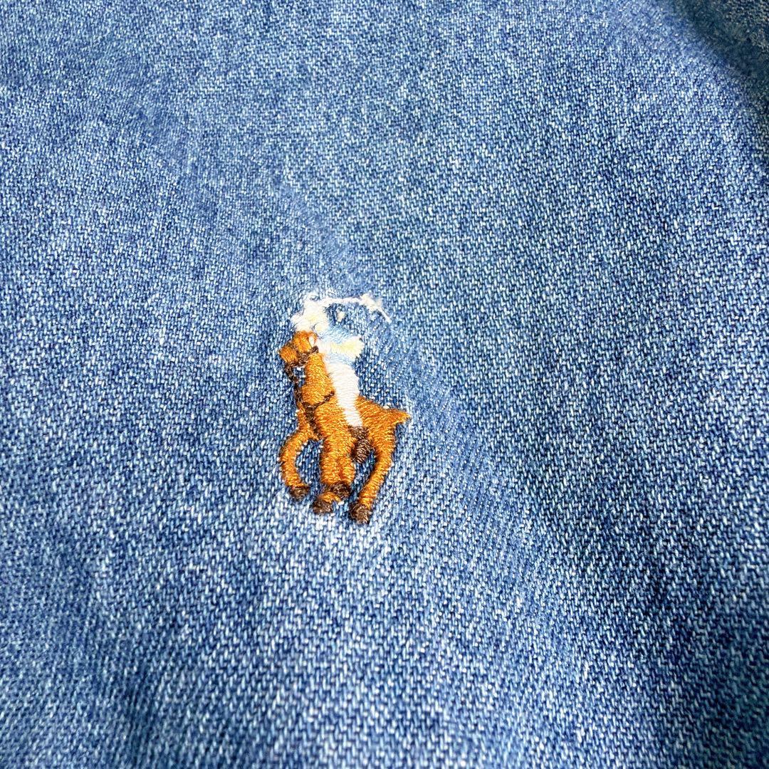 【希少】ポロバイラルフローレン　ポニーロゴ　デニムシャツ　XL相当　レディース