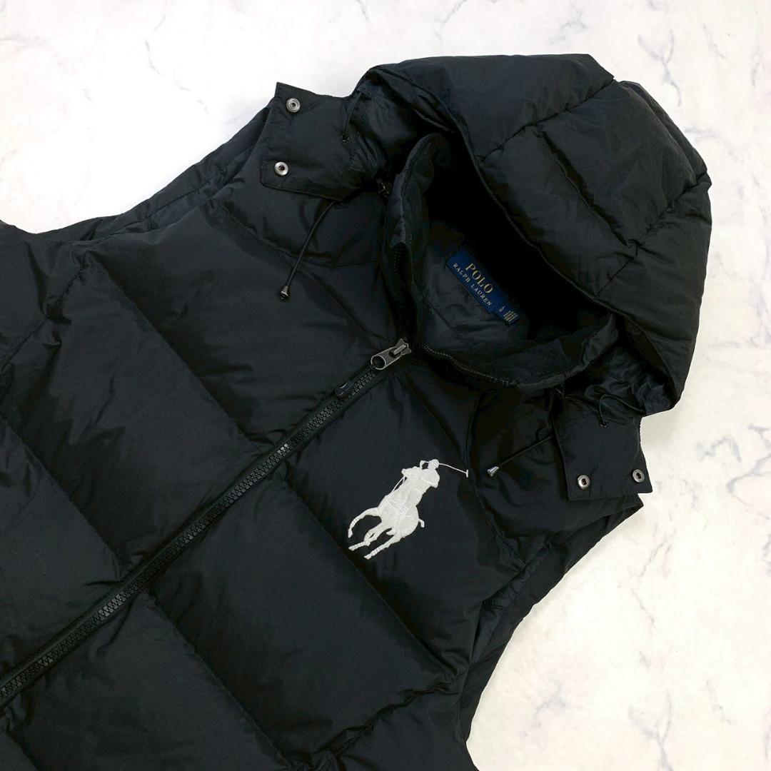 ポロラルフローレン ダウンベスト ビッグポニー刺繍 ブラック L　D946