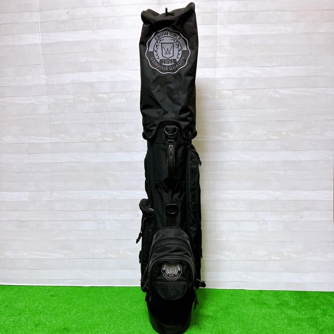 EDWIN GOLF キャディバッグ スタンド式 ブラック 9型 7分割 ゴルフ