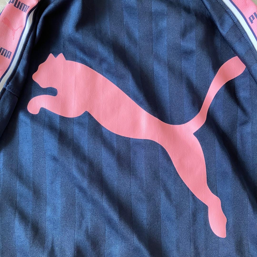 美品PUMA プーマ ジャージ テープロゴ ネイビー ピンク セットアップ 上下