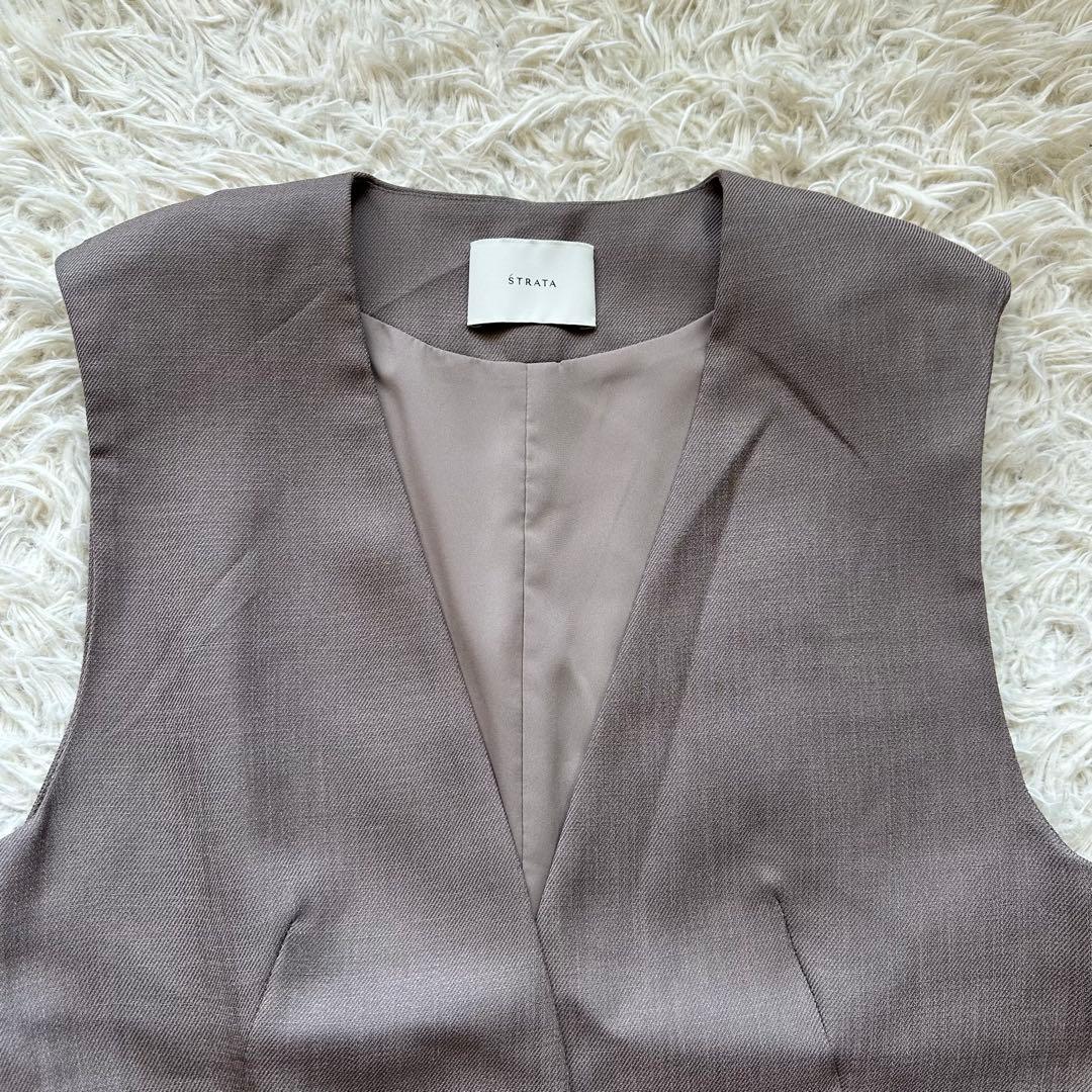 美品✨STRATA エストラータ　ノーカラージレ　ベルト付き　小さいサイズ　小柄