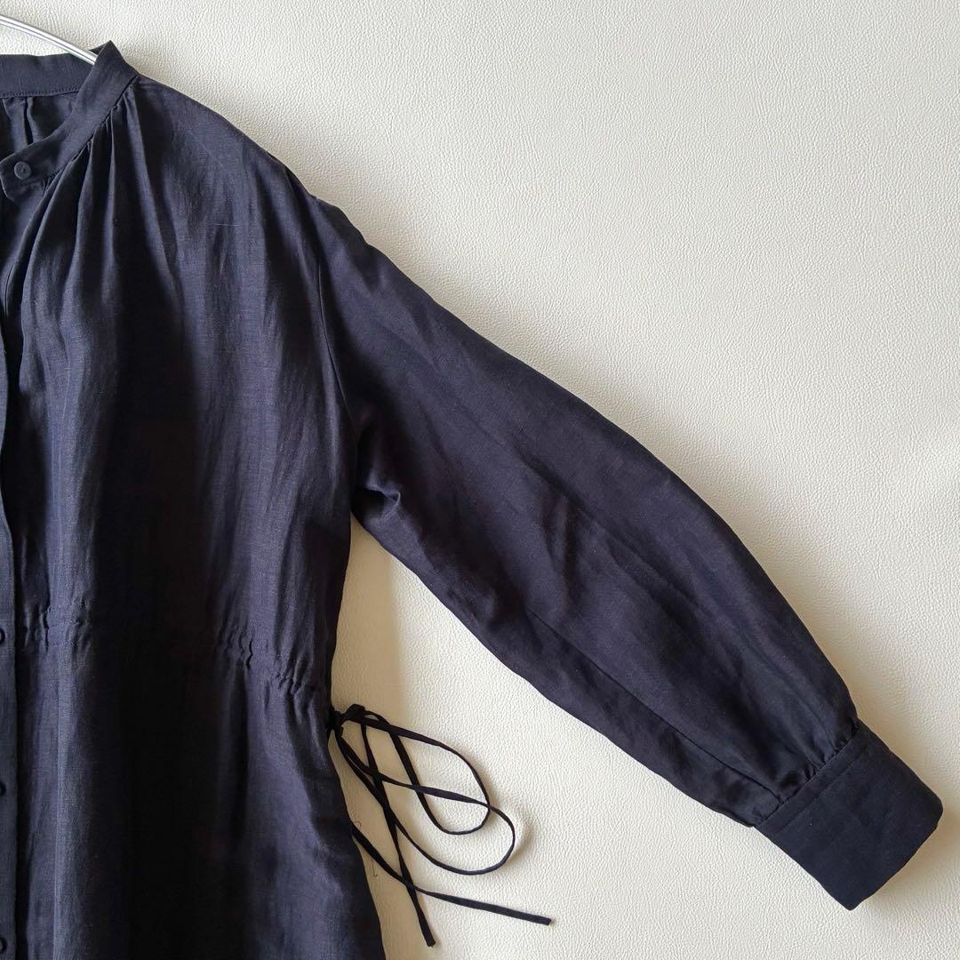 マルティニーク 定価3,5万 ゆったり上質リネン2WAYギャザーシャツワンピース