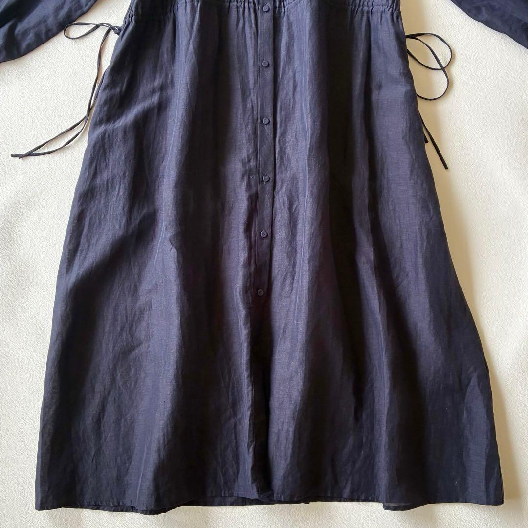 マルティニーク 定価3,5万 ゆったり上質リネン2WAYギャザーシャツワンピース