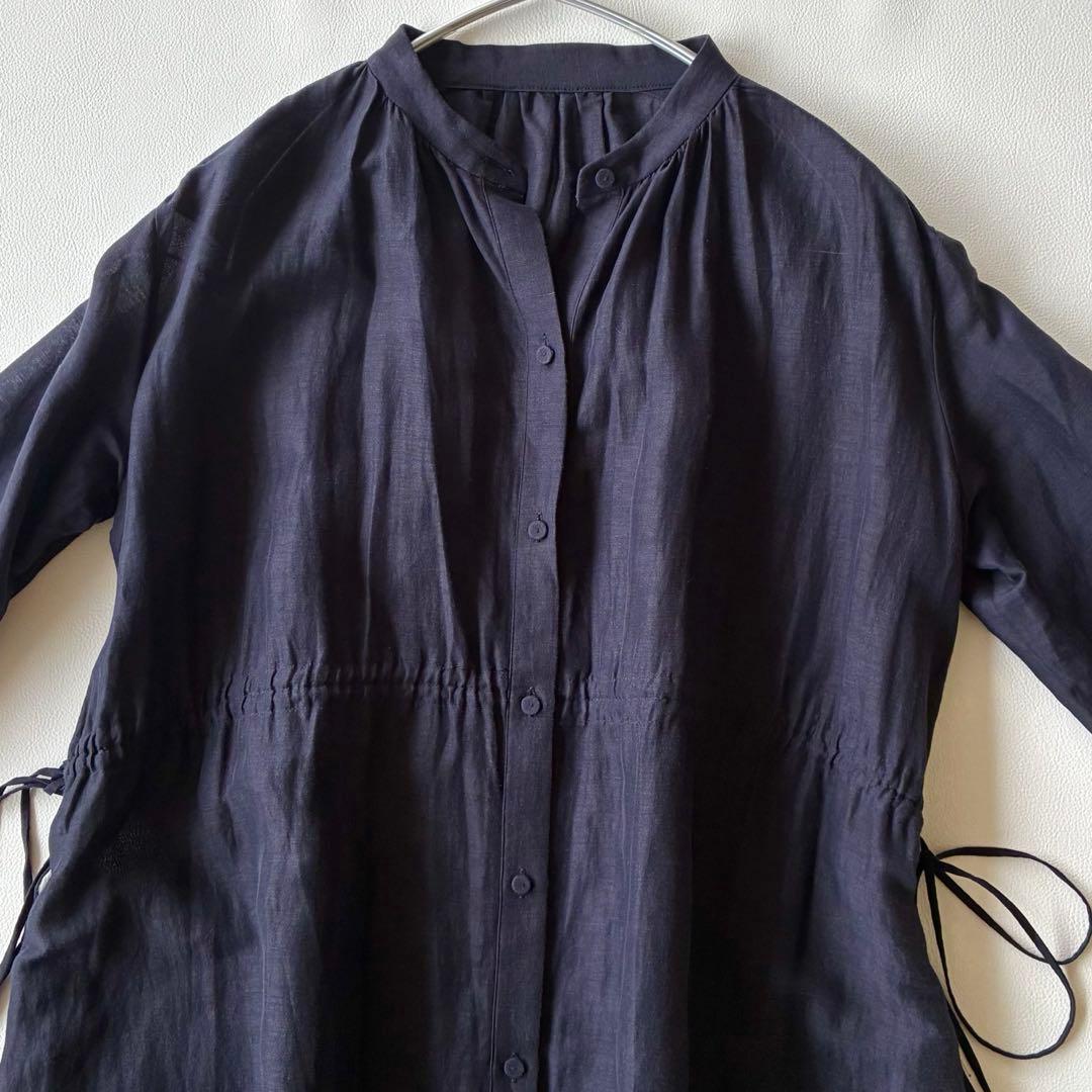 マルティニーク 定価3,5万 ゆったり上質リネン2WAYギャザーシャツワンピース